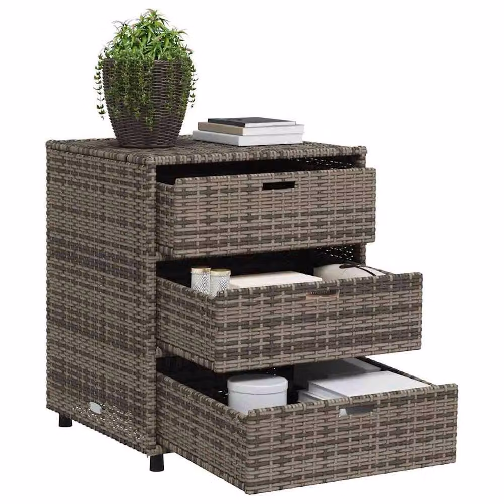 Berkfield Home Garden Storage Cabinet in Grey Poly Rattan and Steel, W/D/H: 55 x 59 x 69 cm – 4