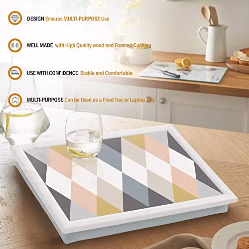 Orsina Lightweight Geometric Lap Tray in Multicolour and White – 2