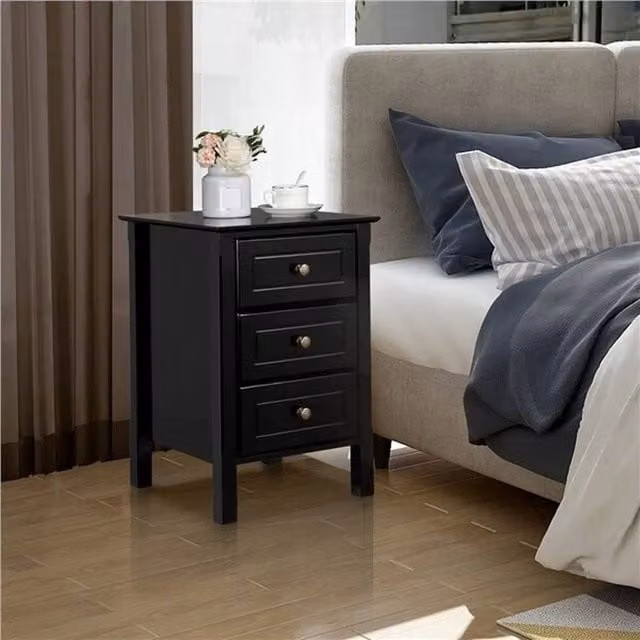 EONLION Black 3-Drawer Bedside Table Chest – 1