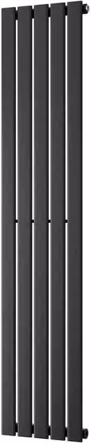 UK Radiators Typhoon Black Flat Tube Vertical Designer Radiator, H: 160 cm, W: 34 cm