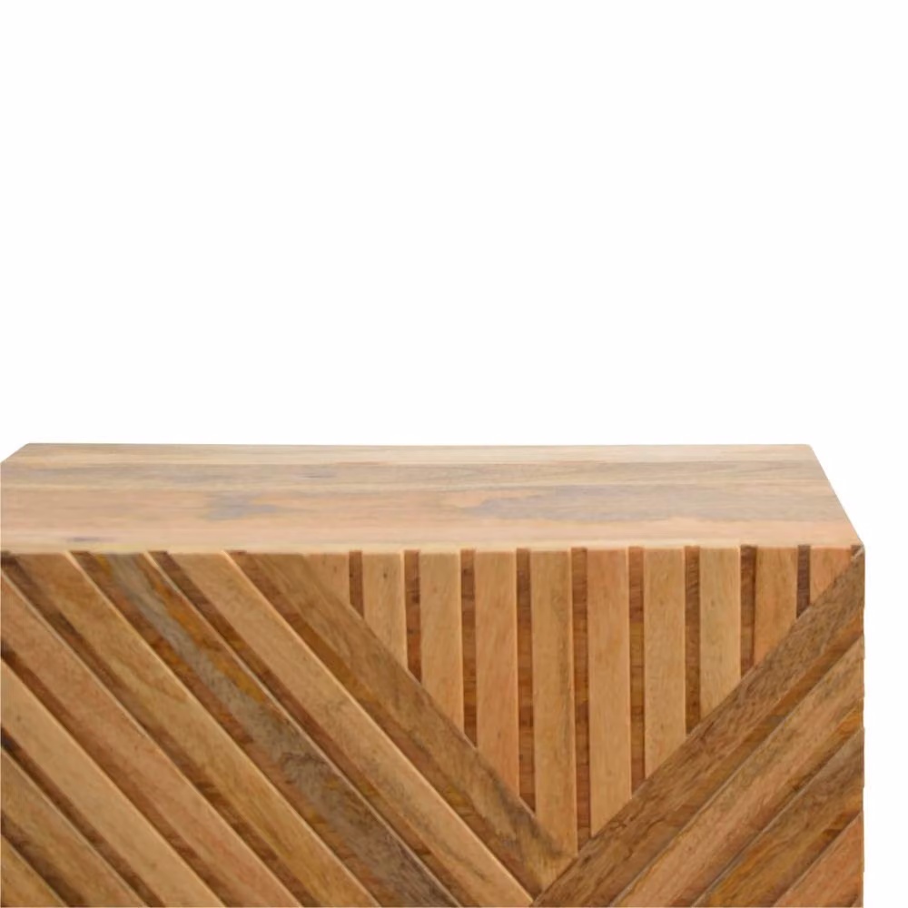 Wyld Haus Lille Hand Carved Natural Mango Wood 2 Drawer Bedside Table in Brown – 4