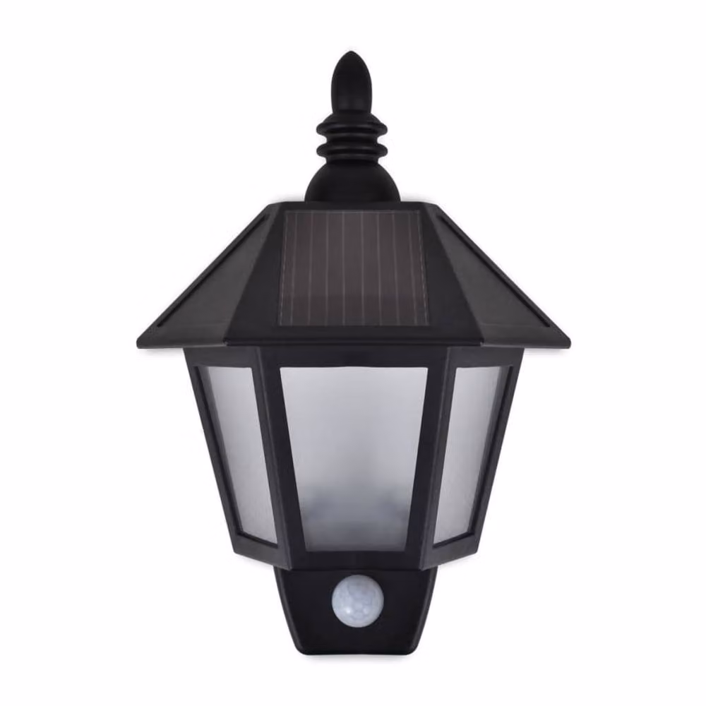 Berkfield Home Solar LED Wall Lamps with Motion Sensor, Black, 2 Pack – 4