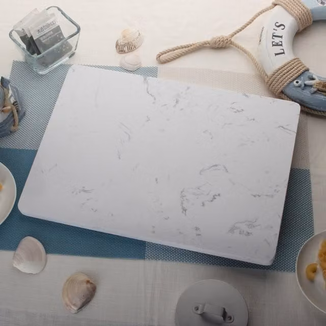 Van Gogh White Solid Marble Rectangular Food Chopping Board Placemat, W: 35 cm, D: 25 cm, H: 1 cm – 1