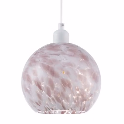 Happy Homewares Modern Pink and White Snowflake Glass Sphere Pendant Ceiling Lamp Shade W/D/H: 15 x 19 x 19 cm
