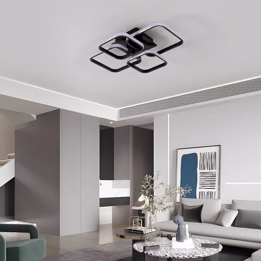 COMELY Dimmable LED Ceiling Light with 4 Square Panels, 48W, Black – 3