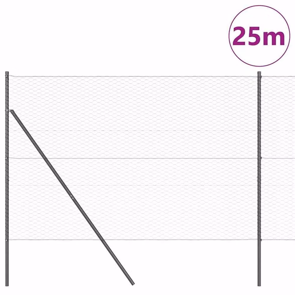 Berkfield Home Grey Steel Hexagon Fence, H 1.6 m x W 25 m – 3