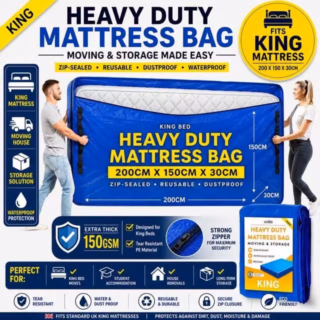 volila Waterproof and Heavy-Duty Mattress Moving Bag in Blue, Large – 1