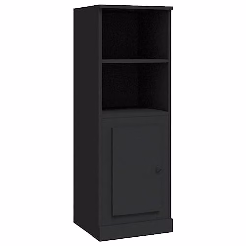 vidaXL Modern Black Matt Highboard with Hinged Doors and Internal Shelves, W/D/H: 36.0 x 35.5 x 103.5 cm