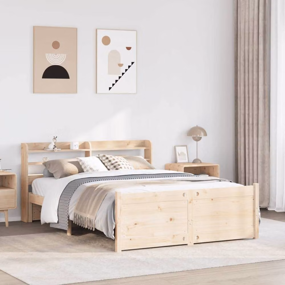 Berkfield Home Beautiful Bed Frame with Headboard in Beige, W/D/H: 135 x 190 x 82 cm – 2