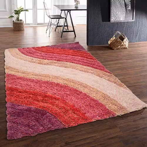 DS Living 3D Shaggy Lena Rug in Pink, W: 230 cm, D: 160 cm