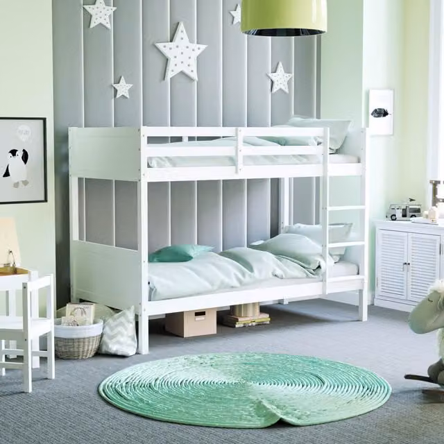 Vida Designs Gemini Detachable Bunk Bed in White Solid Pine Wood