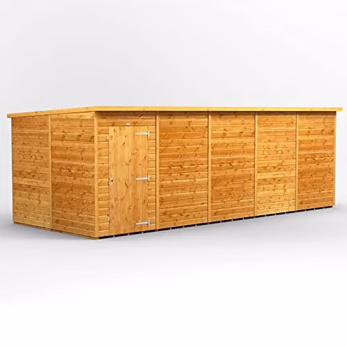 Powersheds Premium Pent Wooden Garden Shed in Brown with 12mm Extra Thick Timber and Security Features (Windowless)