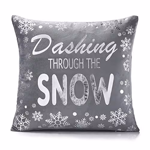 Luxury Living Dashing Christmas Decorative Cushion with Pad in Grey and Silver, W/D/H: 45 x 45 x 45 cm