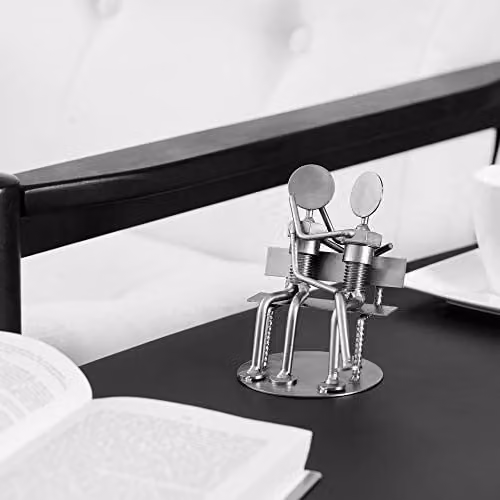 Novecrafto Nut and Bolt Sweethearts Sculpture, Silver Metal Romantic Figurine, H 13.0 cm x W 9.0 cm x D 1.0 cm – 7