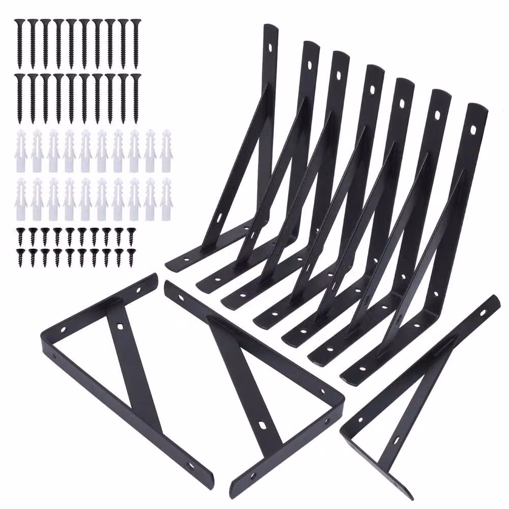 Havendro 10 Piece Heavy-Duty Steel Triangle Shelf Brackets in Black – 3