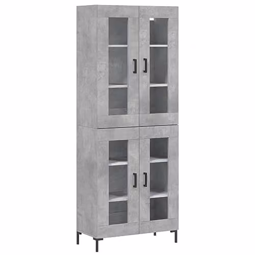 vidaXL Modern Highboard Sideboard in Concrete Grey with Doors and Shelves – 1
