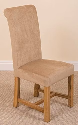 Oak Furniture King Oslo Solid Oak 4 Seater Dining Set with Washington Beige Fabric Upholstered Chairs, W/D/H: 90 x 90 x 77 cm – 2