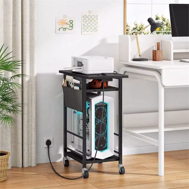 FORGEVIO Computer Tower Stand in Black, W/D/H: 60 x 30 x 70 cm
