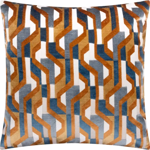 Make It A Home Metro Prism Square Velvet Cushion in Orange and Multicolour