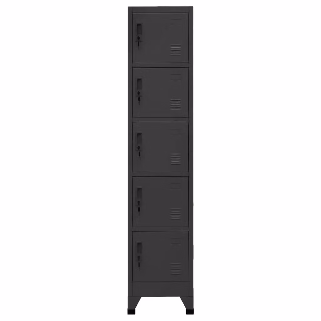 Berkfield Home Anthracite Steel Locker Cabinet with Hinged Doors, W/D/H: 38 x 40 x 180 cm – 2