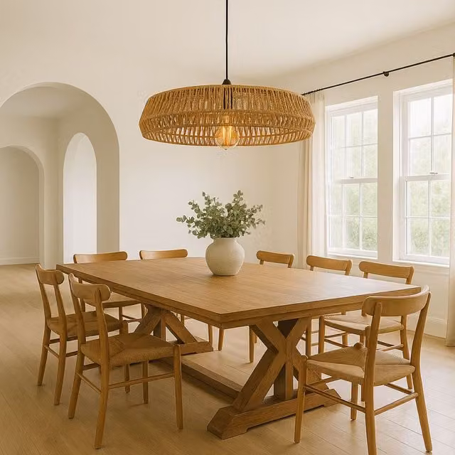 CGC Lighting Extra Large Round Rattan Easy Fit Lampshade in Beige and Brown, Diameter: 70 cm