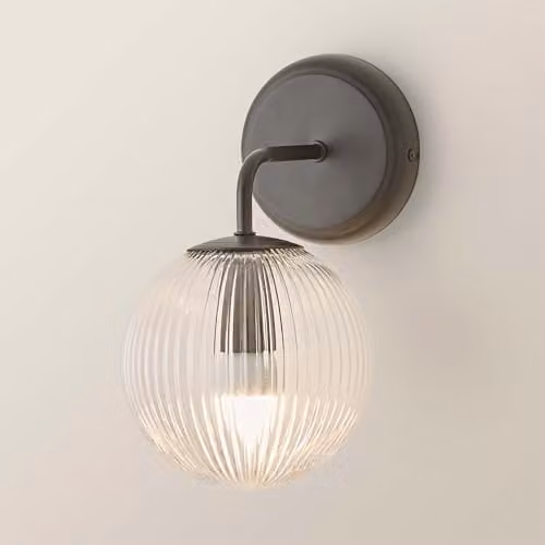 ValueLights Kempton Modern Wall Light with Black Glass Sphere Shade – 1
