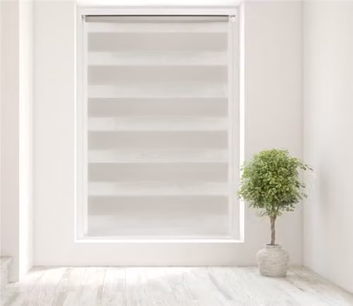 Caecus Natural Zebra Day and Night Roller Blind in Sand and White, Width: 100 cm, Drop: 160 cm