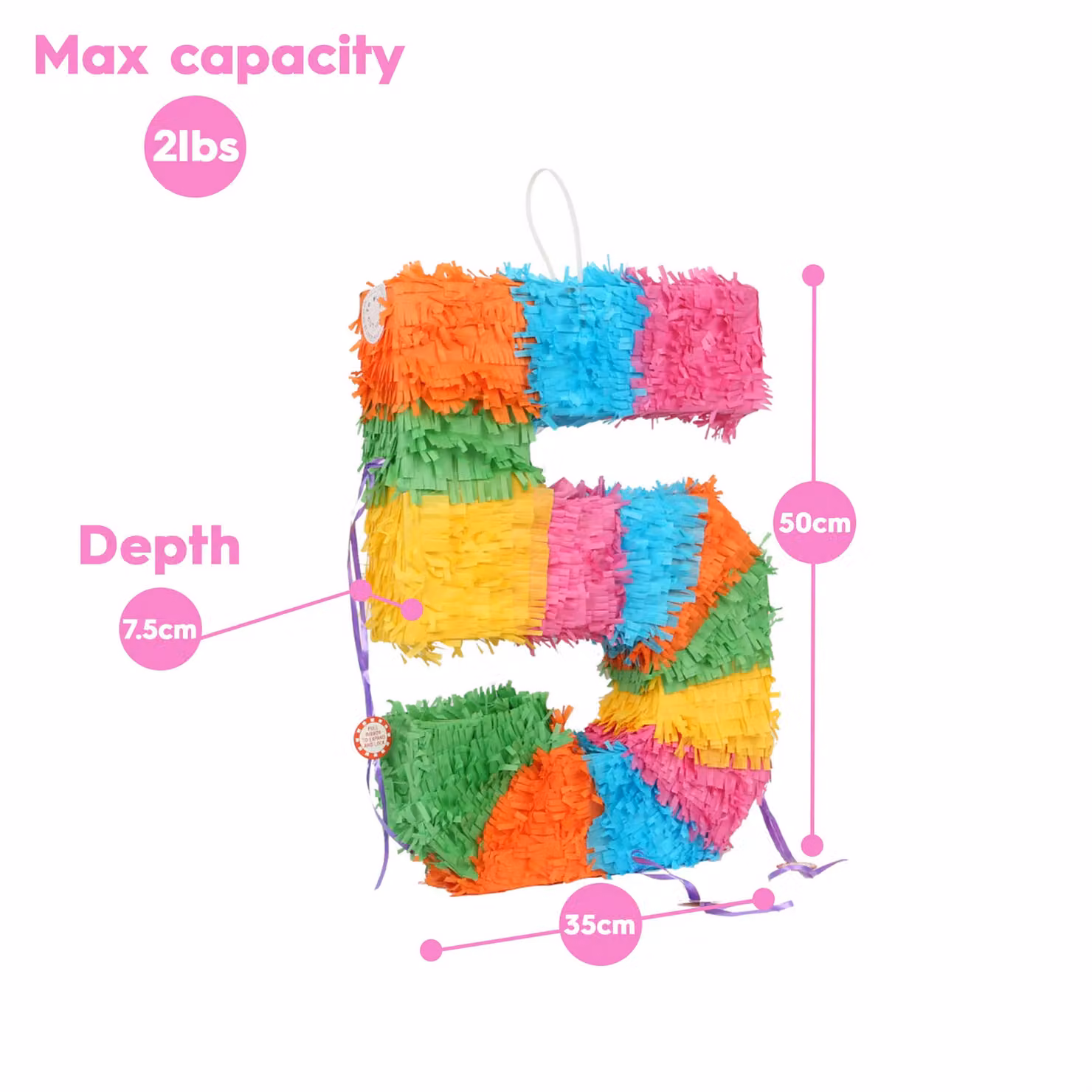 Fax Potato Multicolour Pinata Set with Stick and Blindfold for 50th Birthday or Anniversary Parties – 4