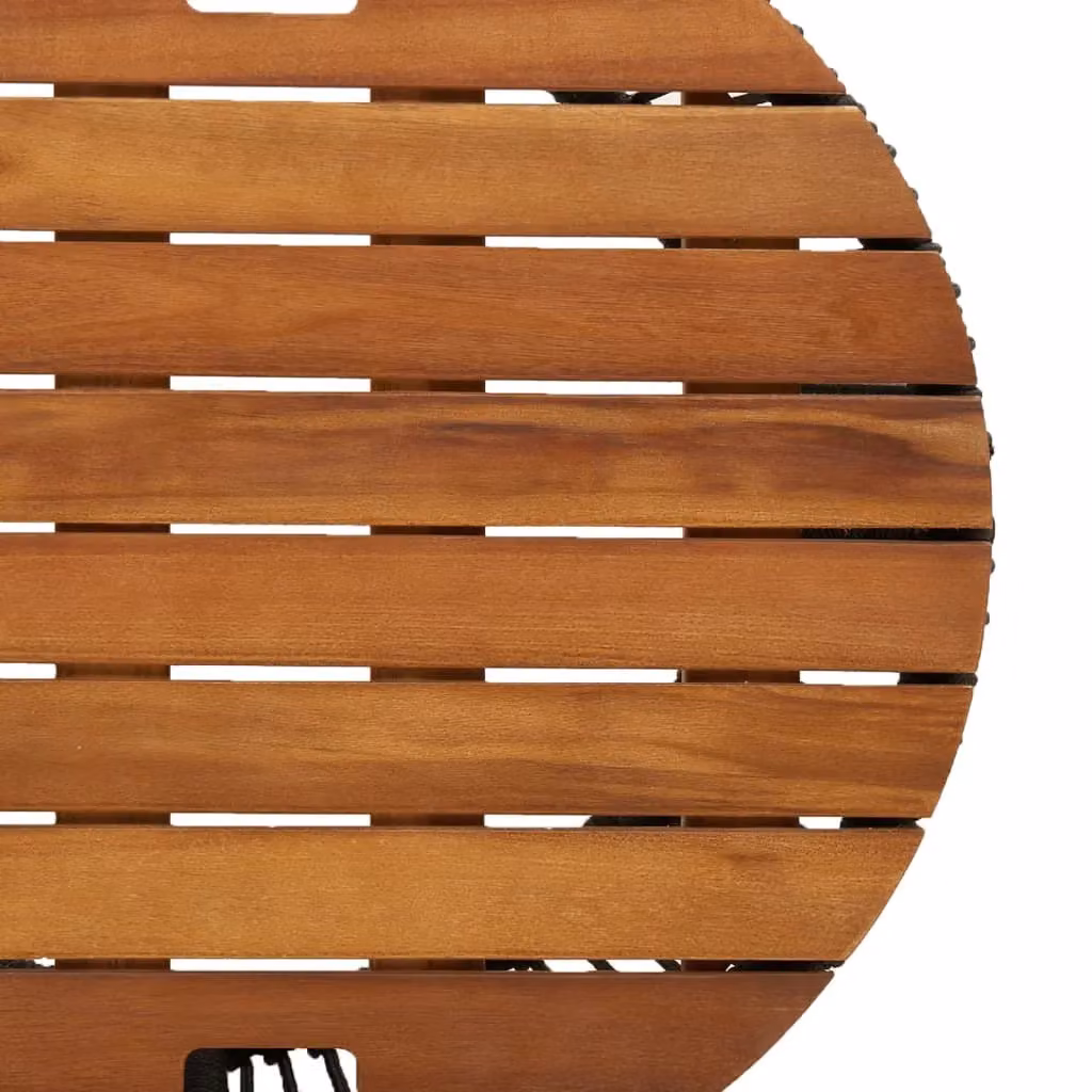 Berkfield Home Set of 2 Black Poly Rattan Garden Side Tables with Acacia Wood Tops – 6