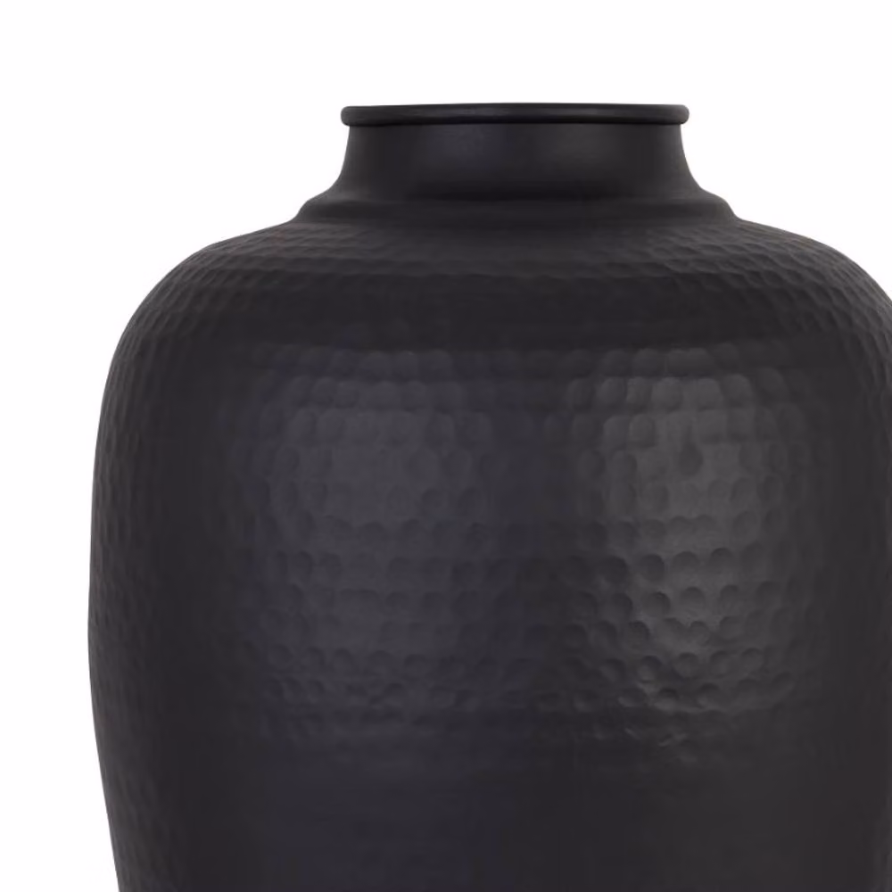 Lemon Pavilion Furniture and Decor Large Hammered Metal Vase with Lid, Matt Black, W: 40 cm, D: 40 cm, H: 103 cm – 2
