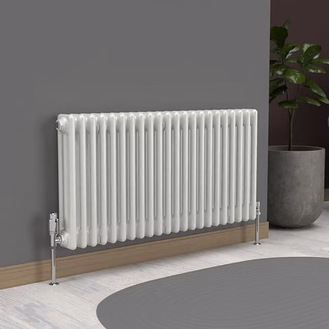 Lux Heat Horizontal 3 Column Steel Radiator in White, W: 101.0 cm, H: 50.0 cm