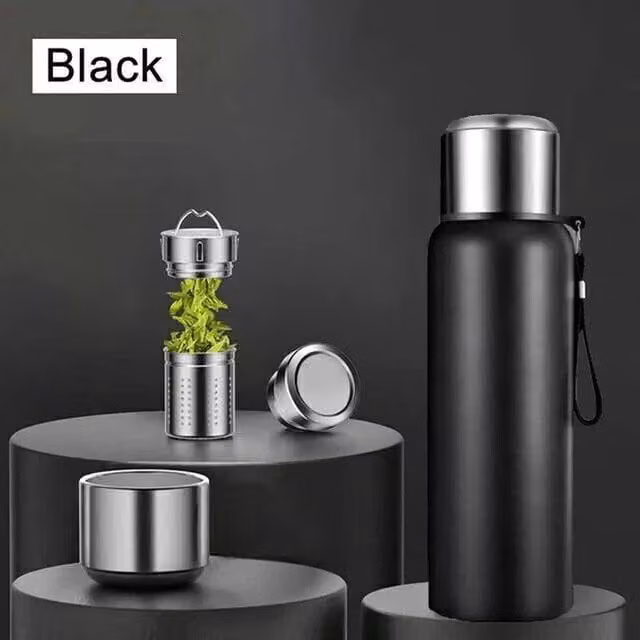 SPETLEK Black Stainless Steel Vacuum Insulated Bottle, 0.8 l