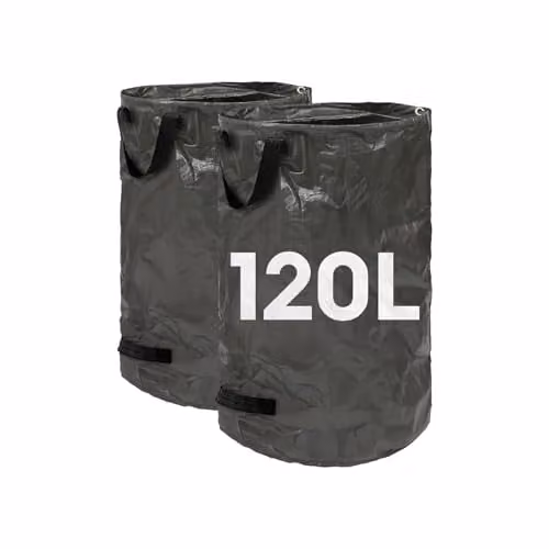 Harbour Housewares Heavy Duty Garden Waste Bags, 2 x 120L Reusable Gardening Sacks in Green and Black – 1