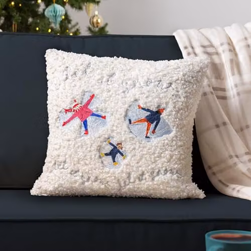 Furn Christmas Together Snow Angels Cushion in White and Silver, W/D/H: 43 x 43 x 43 cm – 2