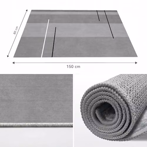 MCC Direct Modern Abstract Grey Microfibre Rectangular Rug, W/D/H: 80 x 150 x 0.6 cm – 7