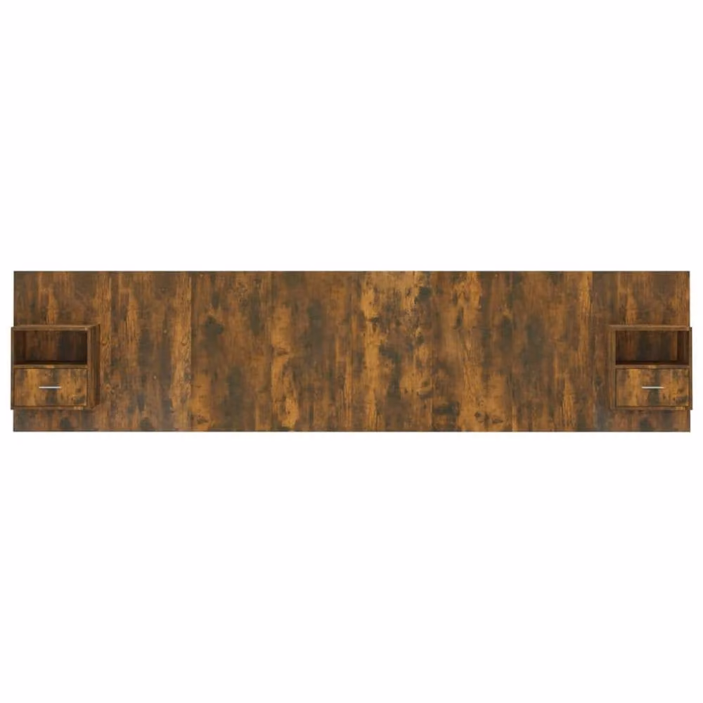Berkfield Home Bed Headboard with Integrated Nightstand Cabinets in Smoked Oak Brown – 3