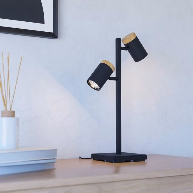 Eglo Cartagena LED 2-Light Table Lamp in Black and Brown