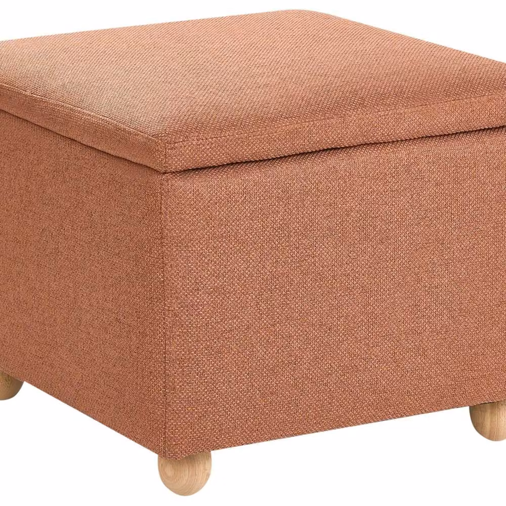 Wyld and Coco Brown Fabric Storage Pouffe with Pine Wood Frame, W/D/H: 60.0 x 46.0 x 46.0 cm – 2