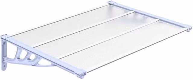 Berkfield Home Polycarbonate and Aluminium Door Canopy in Grey and Transparent, W: 122 cm, D: 90 cm – 1