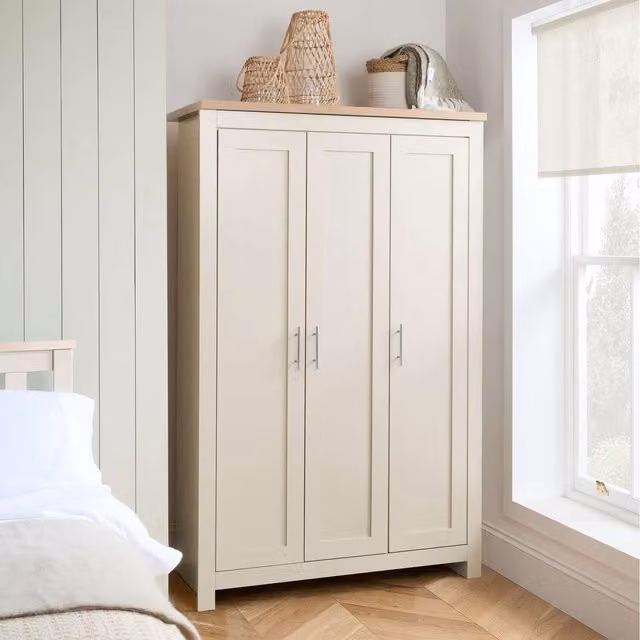 Birlea Classic Hinged Doors Only Wardrobe in Beige and Oak with Silver Details