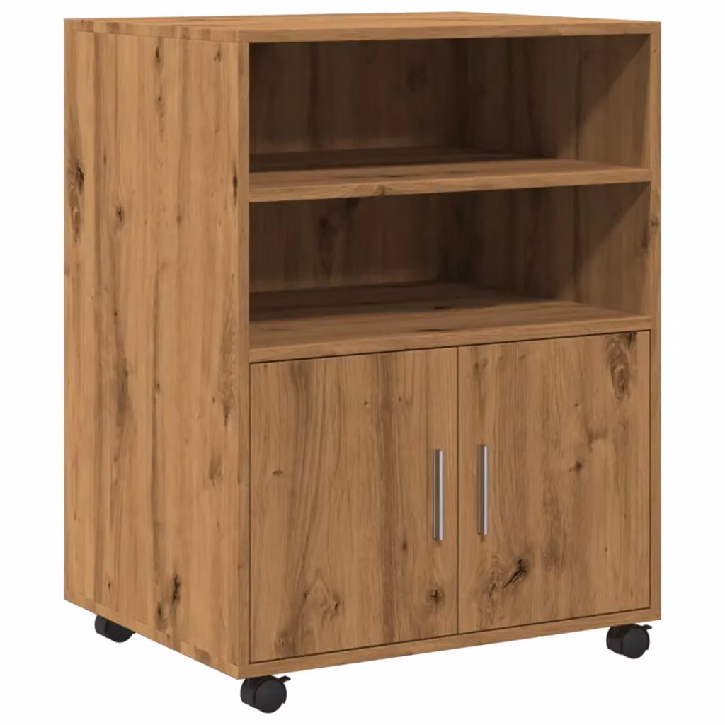 Berkfield Home Artisan Oak Rolling Cabinet in Brown, W/D/H: 60 x 48 x 81 cm – 2