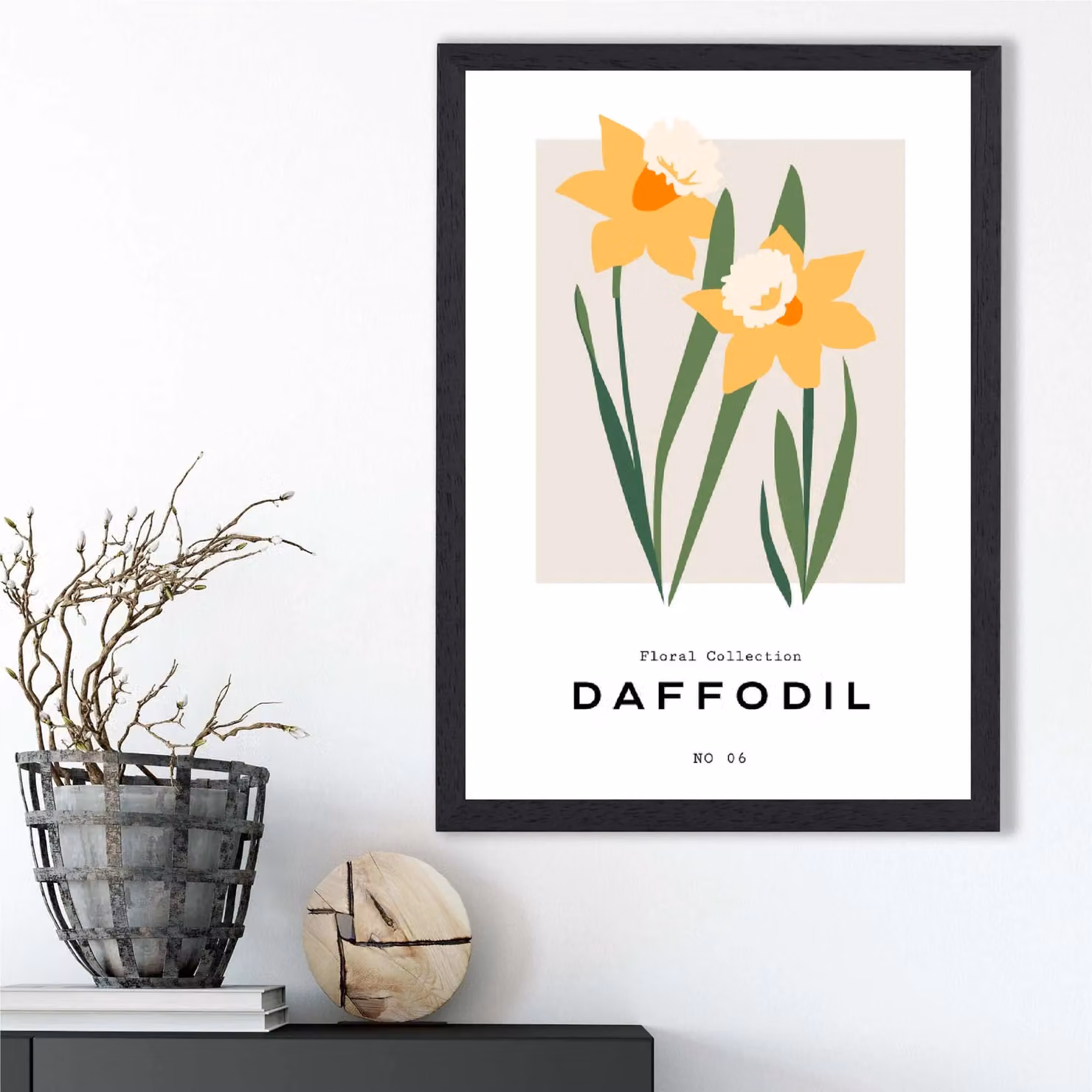 ARTZE Yellow Daffodil Flower Market Spring Framed Print in Black Frame – 2