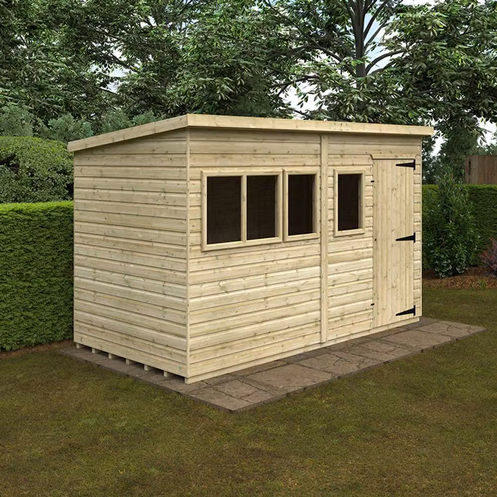 Buttercup Farm Deluxe Pent Shed in Green, Made from 16mm Solid Wood – 2