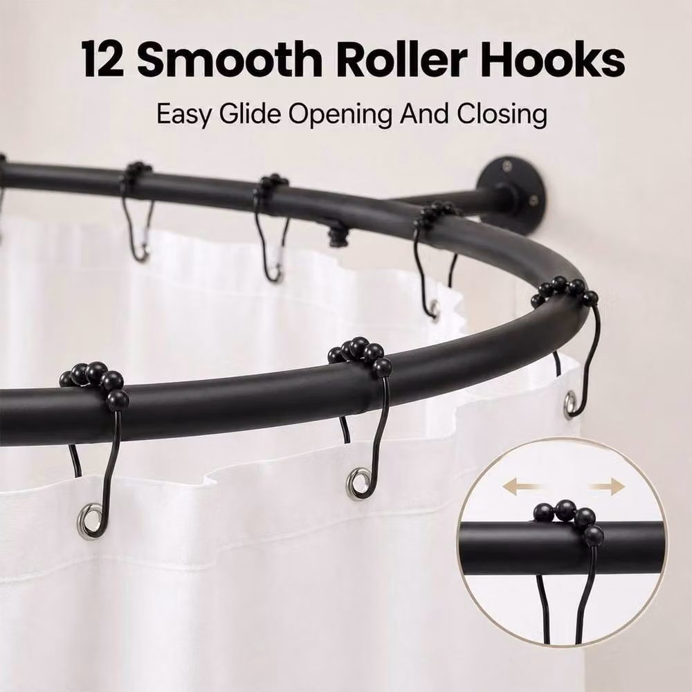 Havendro Black Oval Freestanding Aluminium Shower Curtain Rod for Clawfoot Tubs – 4