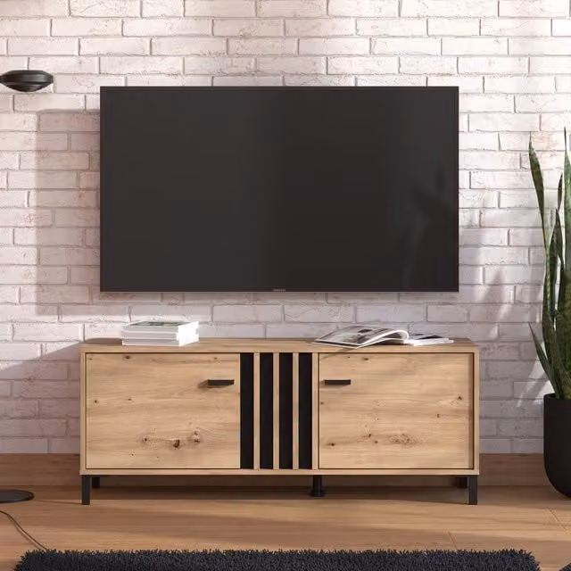 Dorel Home LAVAL 131 Modern TV Shelf in Artisan Oak and Black