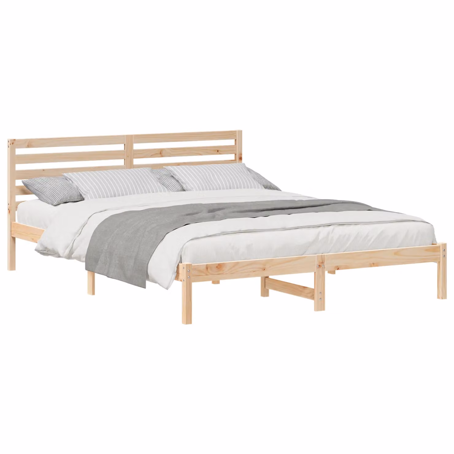 Berkfield Home Adjustable Solid Pine Wood Bed with Headboard, Brown, W: 160 cm, L: 220 cm – 2