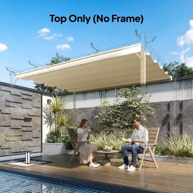 EONLION Polyester Pergola Cover Replacement in Beige, W: 350 cm, D: 260 cm, H: 100 cm
