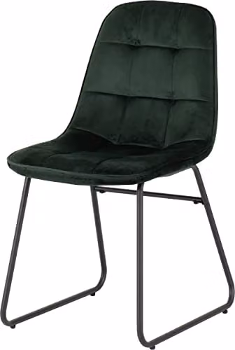 Seconique Lukas Set of 2 Green Velvet Dining Chairs with Metal Cantilever Base – 1