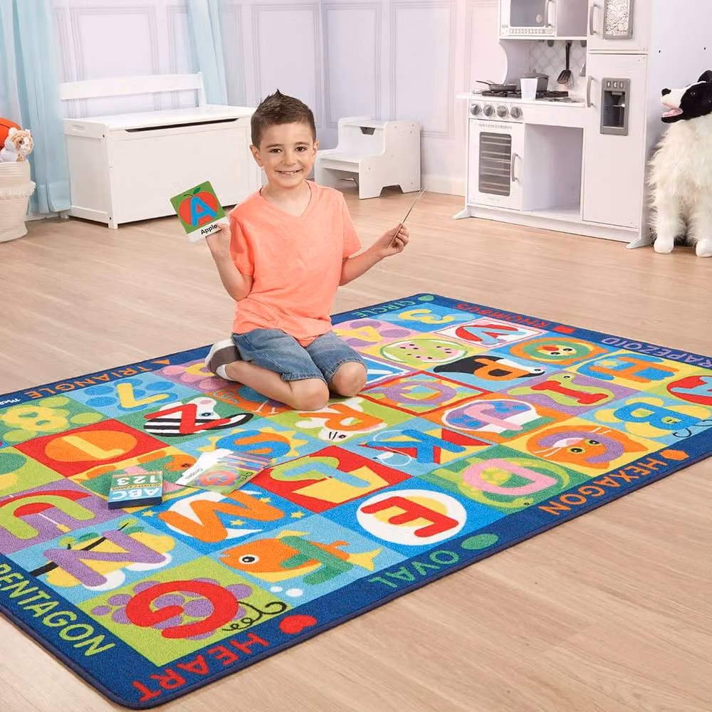 Simpa Jumbo ABC-123 Kids Motif Rectangular Rug, Multicolour, W: 140 cm, D: 200 cm – 3