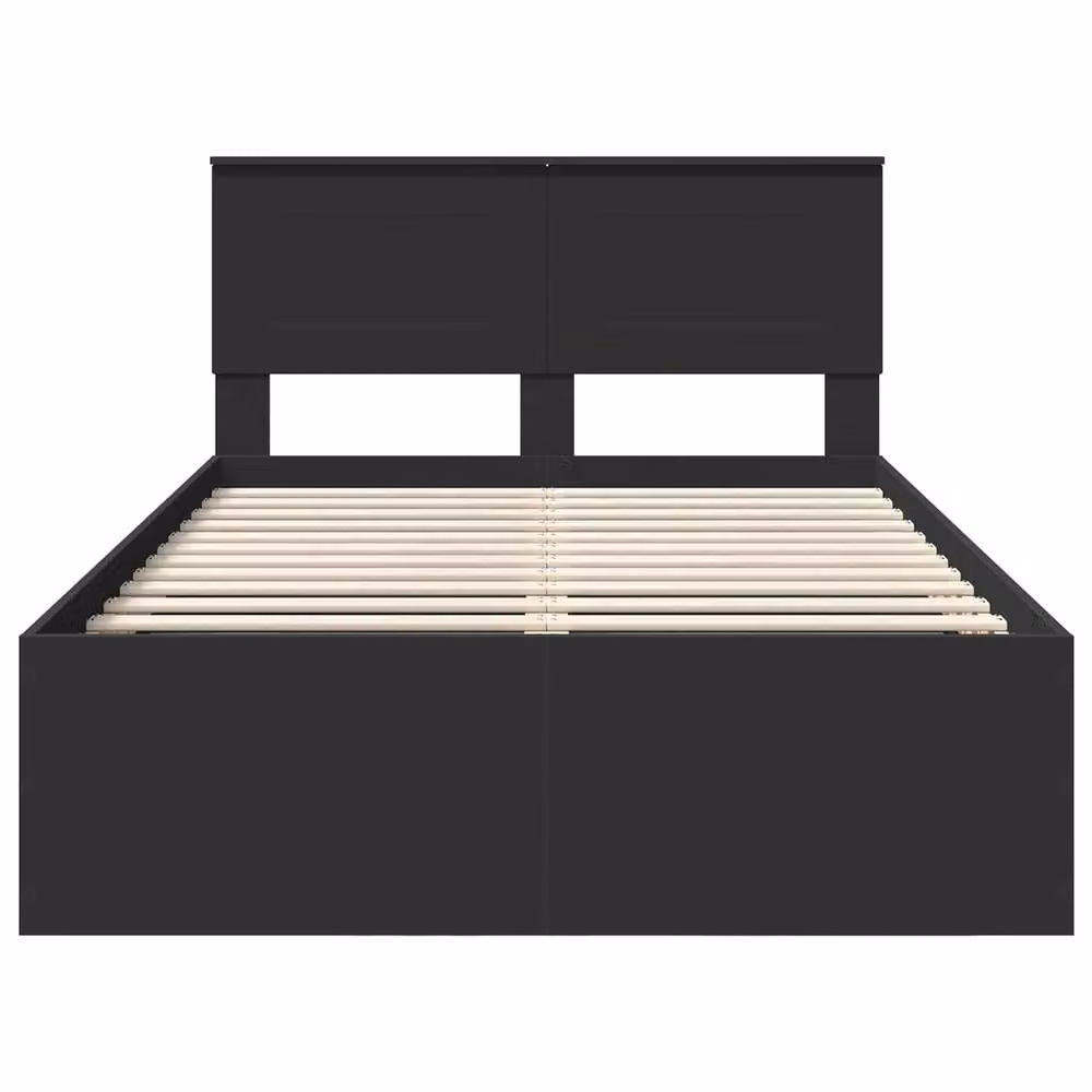 Berkfield Home Modern Bed Frame with Headboard in Black, Engineered Wood, W/D/H: 120 x 190 cm – 3